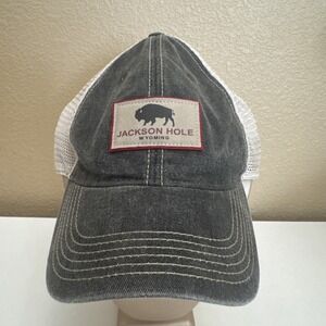 JACKSON HOLE Wyoming hat gray adjustable snapback cap Country Rustic Work Hat